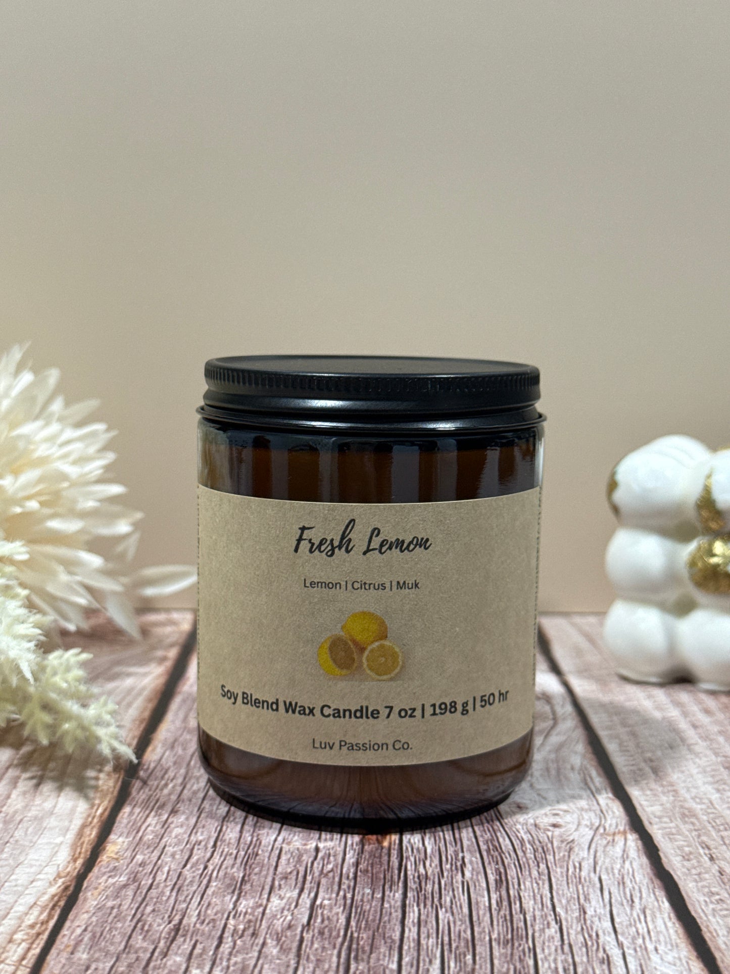 Fresh Lemon - Soy Candle ( 3.5 oz & 7 oz ) Lemon | Citrus | Musk