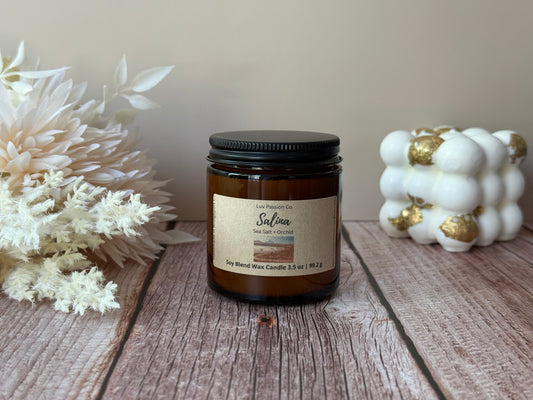 Salina Candle - Soy Candle                   ( 3.5 oz & 7 oz )                                   Sea Salt | Orchid