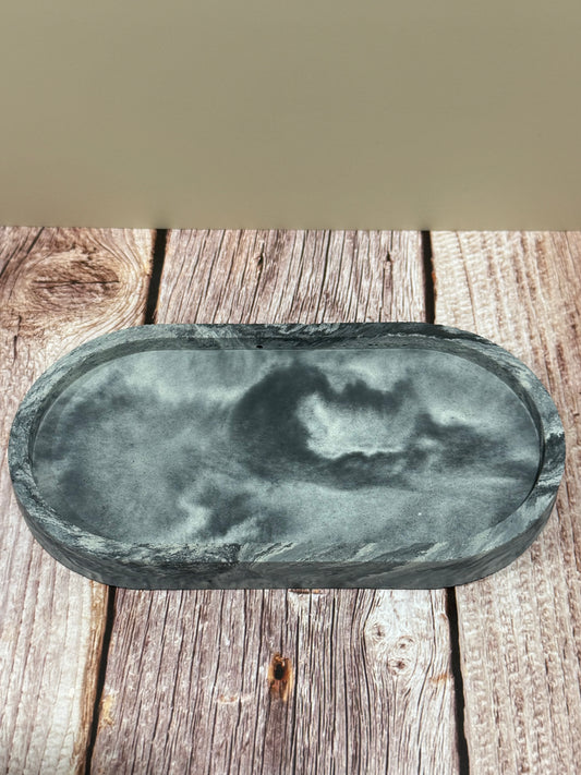 Hand Poured Concrete Tray – Minimalist Modern Decorative Organizer - Catchall Tray for Keys, Soap Bottles, Jewelry, Candles & More - Industrial Home Decor
